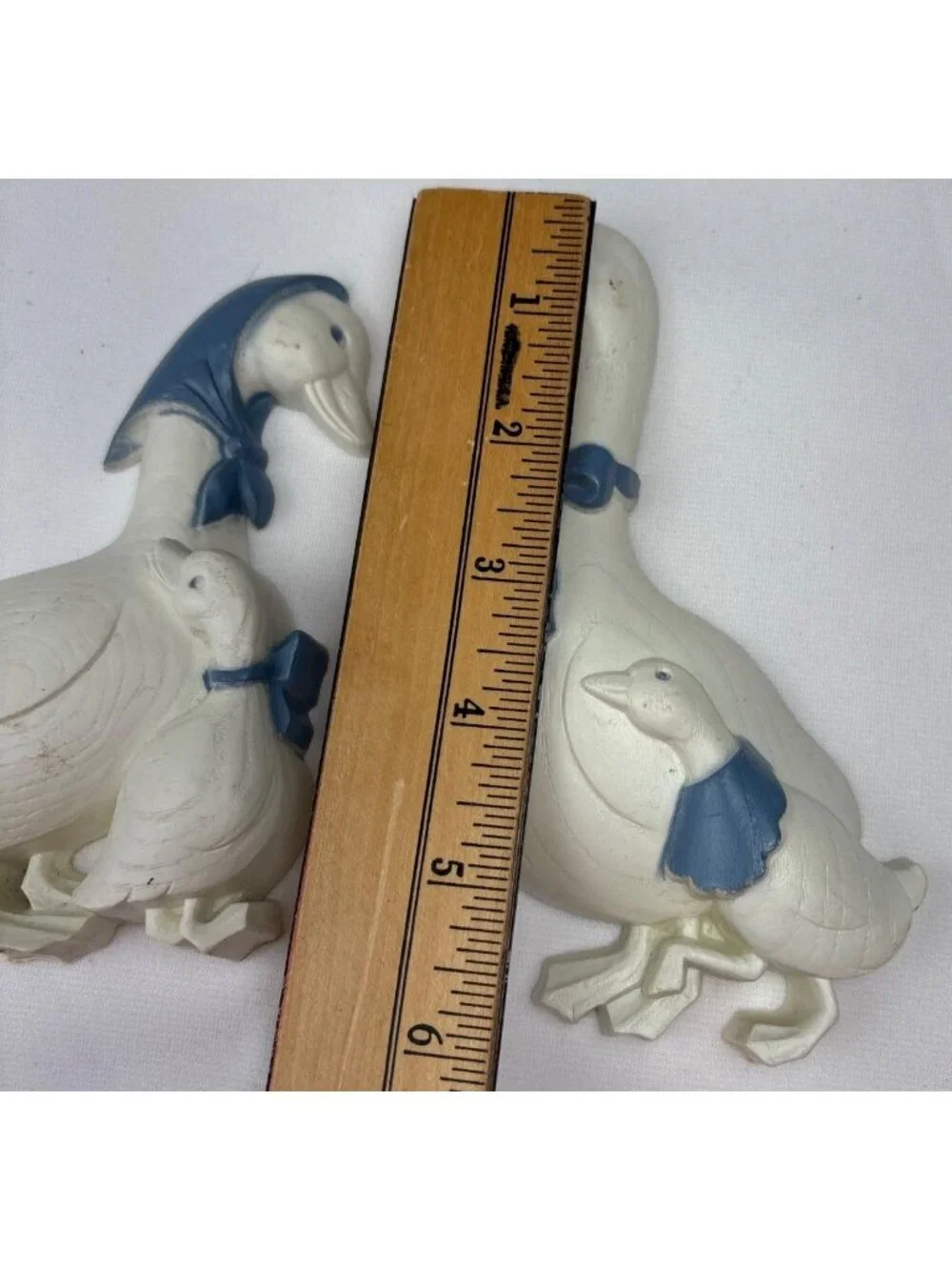 Burwood White Blue Goose Family Resin Wall Decor Set Adorable Farmhouse Vtg